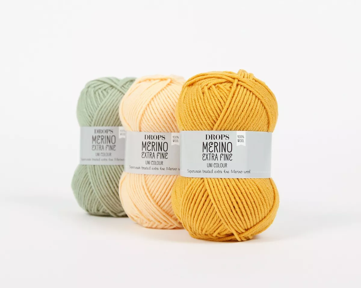 Superwash merino wool yarn DROPS Merino Extra Fine, soft DK yarn, 50 g - 105 m