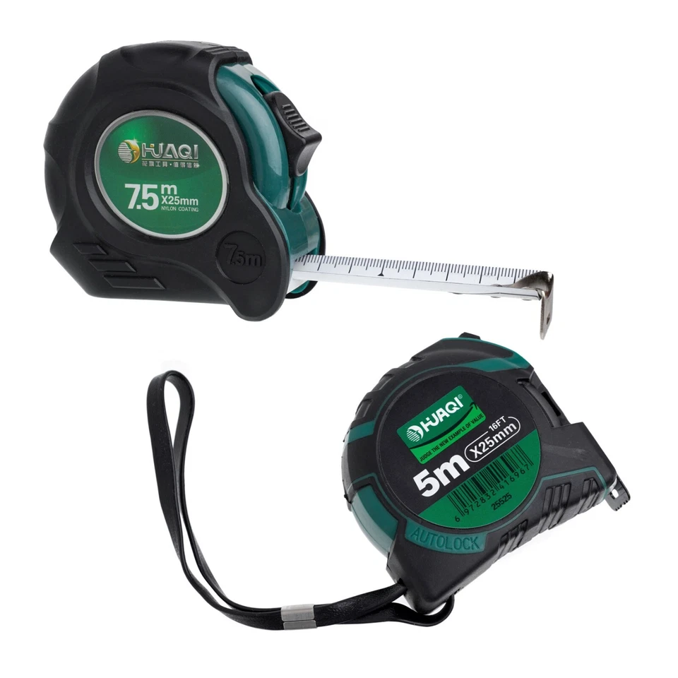HUAQI Heavy Duty 5m/ 7.5m Retractable Tape Measure Griplock Imperial Metric UK