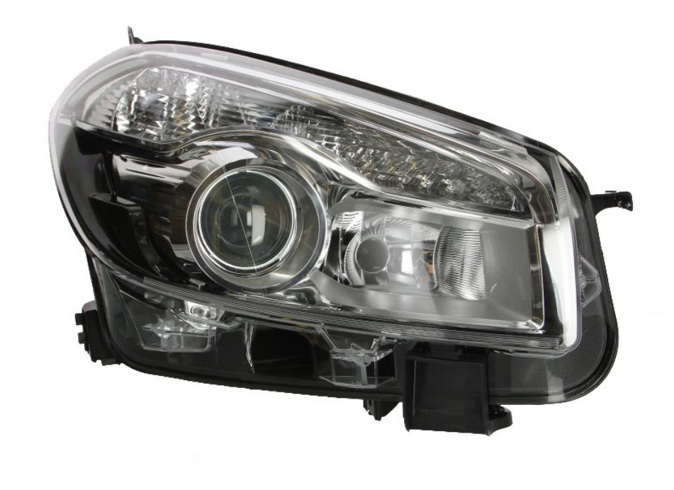 Phare droit H7 pour Qashqai 2007-2013 avec moteur de réglage intégré noir