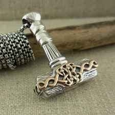 PETRICHOR Sterling Silver & Bronze Norse Forge Thor's Hammer Pendant Keith Jack