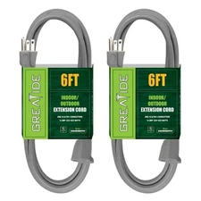 6 FT Grey Outdoor Extension Cord with 3 Electrical Power Outlets - 16/3 SJTW ...
