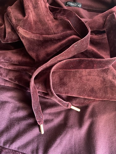 Oysho Fitness Volvet Sweatshirt Hoodie Wine Sz Small - Picture 5 of 10