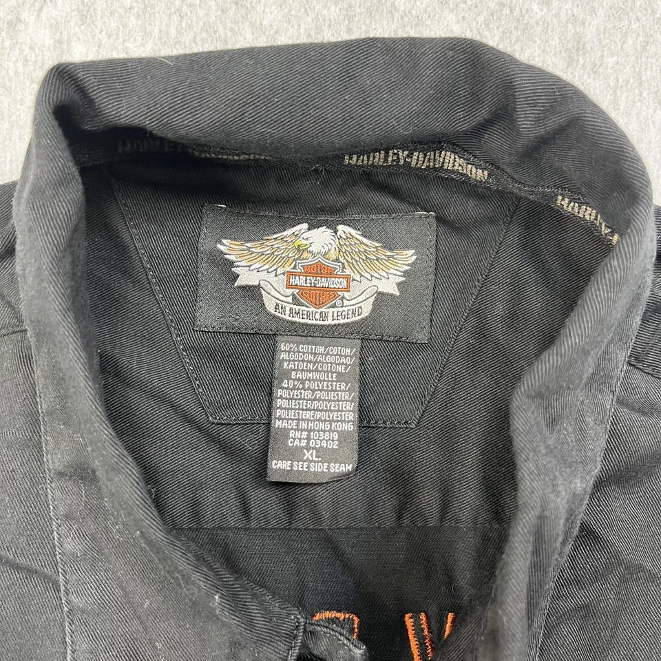 Camisa mecánica Harley Davidson para hombre XL botón trabajo parches bordados SS Foto 3 de 4