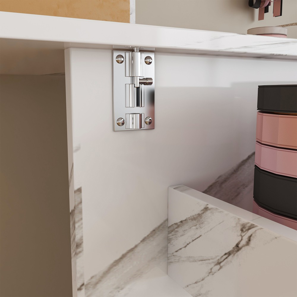 Folding Sewing Machine Table Multipurpose Cabinet with 1 Storage Shelves 3 Trays