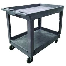 Utility Cart With Deep Lipped Plastic Shelves, Plastic, 500 Lb Load Capacity, 2