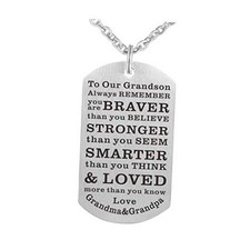 CPLJW Grandson Necklace Dog Tag From Grandma From grandma  grandpa to grandson