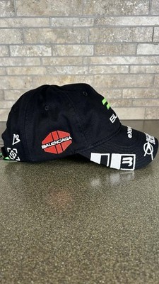 Balenciaga BLCCG Racing Cap Black 2.0 Distressed Baseball Hat Size