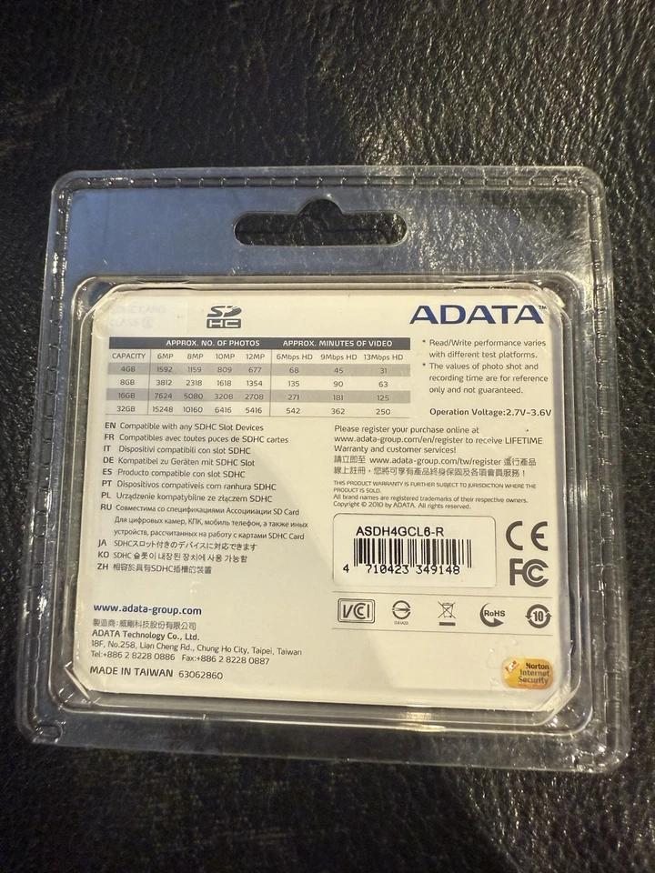 Adata 4 GB Secure Digital SDHC Class 6 Memory Card (ASD2004GCL6BU) - Image 2 of 2