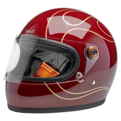 Biltwell Gringo S Helm mit Flammen granatrot Größe XS