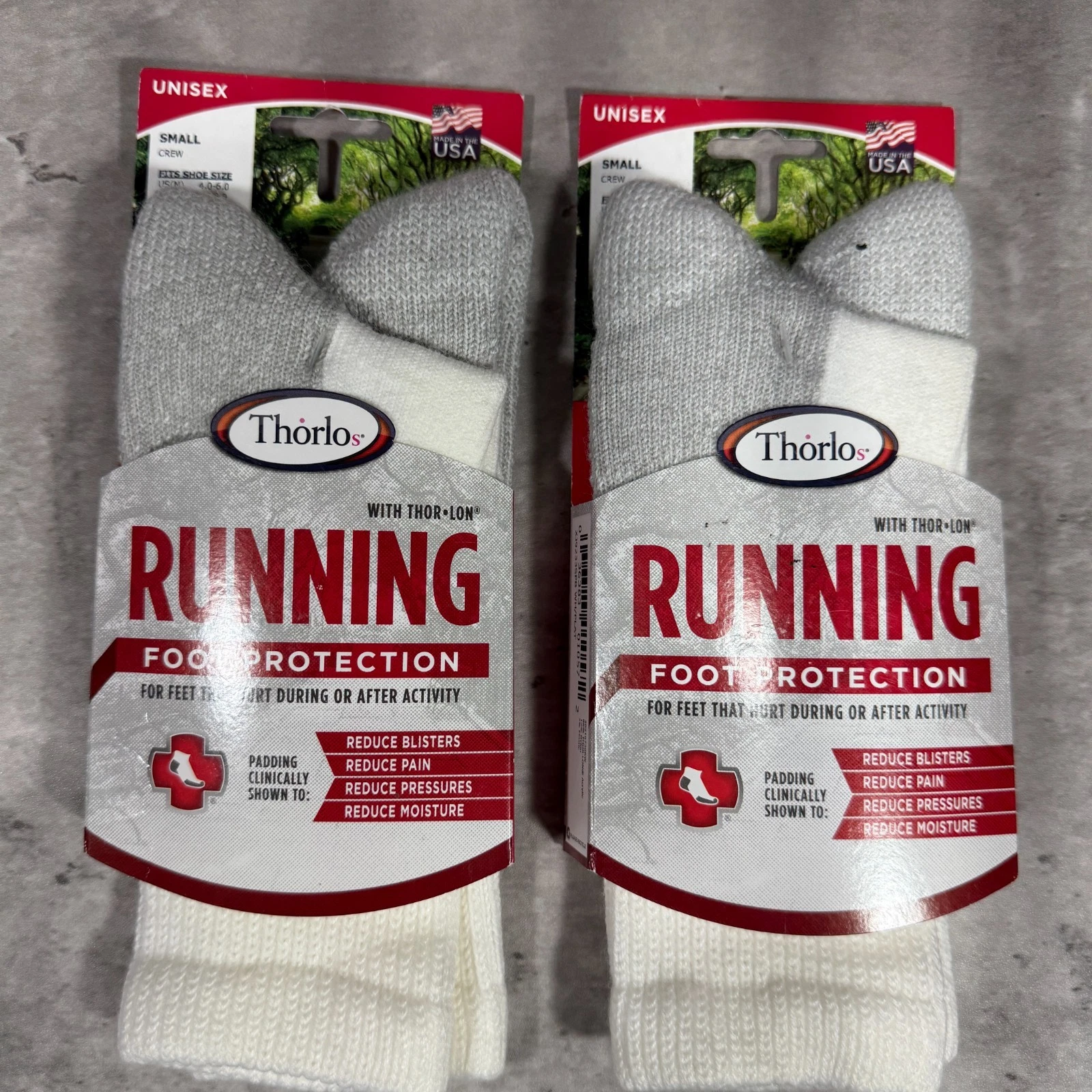 Thorlos Unisex XJ Maximum Cushion Running Crew Socks White & Gray Size S