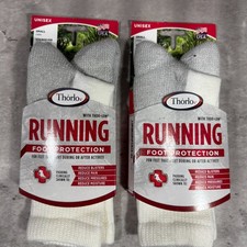 Thorlos Unisex XJ Maximum Cushion Running Crew Socks White  Gray Size S
