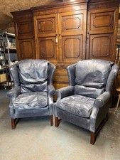 Pair Leather Armchairs By Parker & Farr Ltd High End Furniture For Harrods