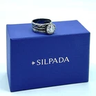 Vtg. Silpada 925 Sterling + CZ , Textured Band Bristol Ring Israel Size 8, R4900