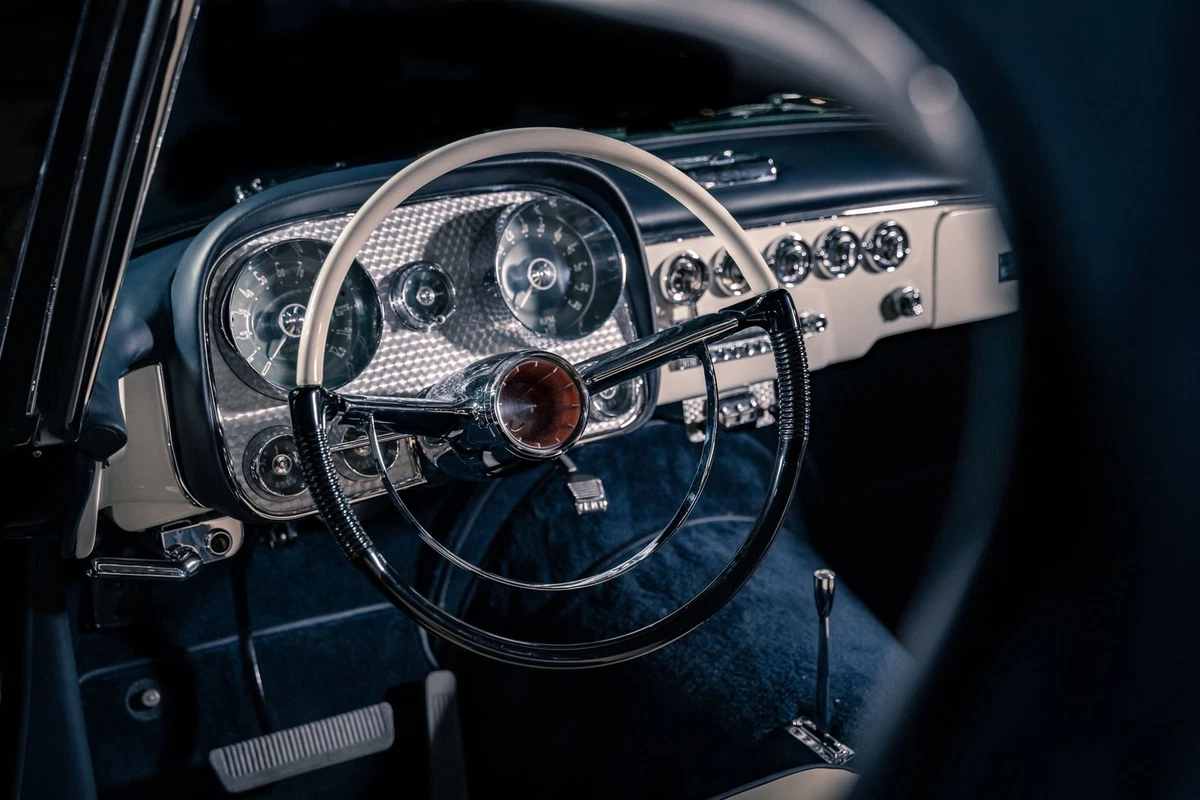 The Dual-Ghia has gauges galore nestled in its metallic dash