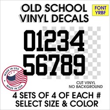 Font YRBF - 0-9 Vinyl Numbers Sticker Decals Set of 40 - Color  Size 1" to 4"