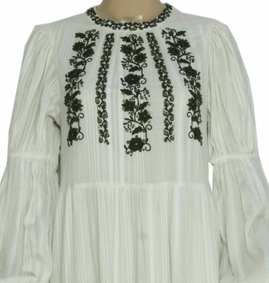 ULLA JOHNSON Ceres Ivory White  top Size US 0/XS / Petite Embellished Yoke