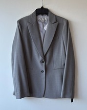 129 Tahari ASL Women 2 Button Peak Lapel Suit Jacket Heather Gray Size 4 Small