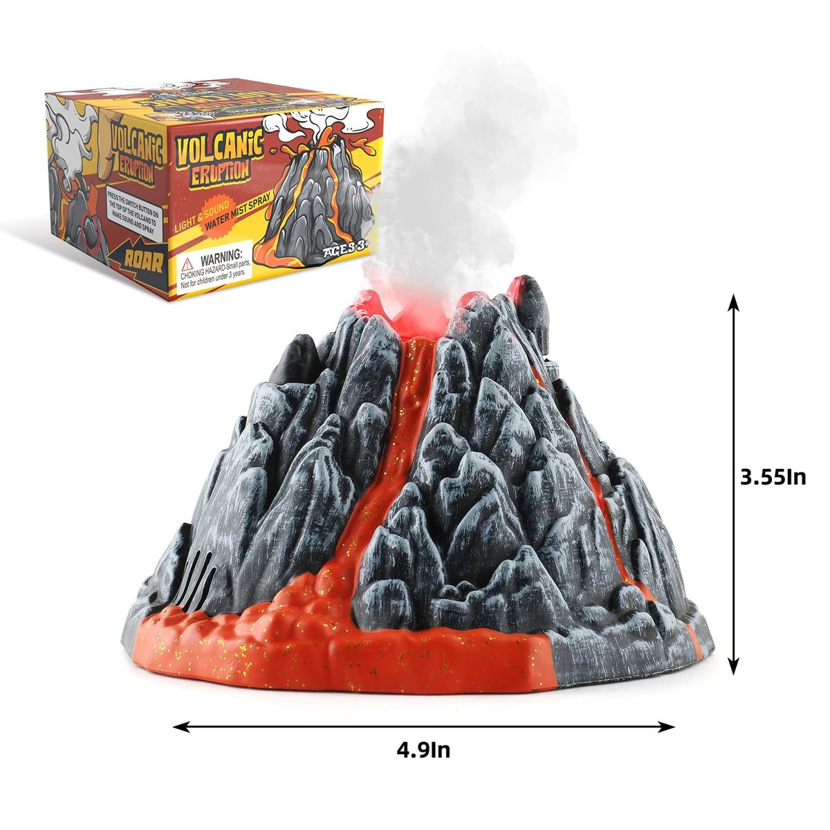 Volcano Toy for Kids 3-5, Mist-spouting Volcano Model with