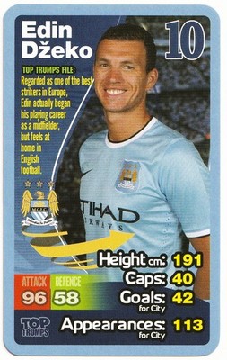 EDIN DZEKO 2013-14 Top Trumps Manchester City Game Card M.C.F.C. Soccer*