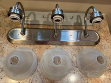 3-Light Brushed Nickel Bathroom Vanity Light Fixture with Glass Shades