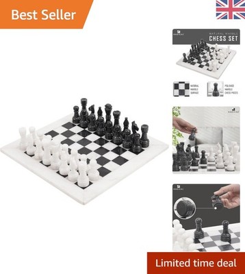 Einzigartiges 15 Zoll weißes & schwarzes Marmor Schachspiel - elegante Wohnkultur