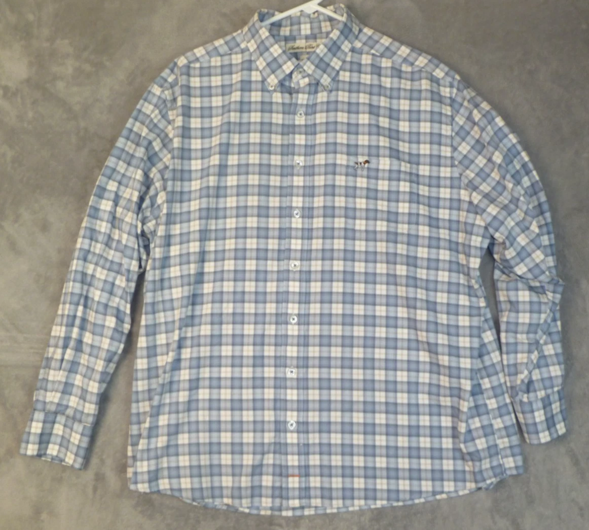 Southern Point Co Shirt Men's Size 2XL button down Long Sleeve Plaid Preppy Blue