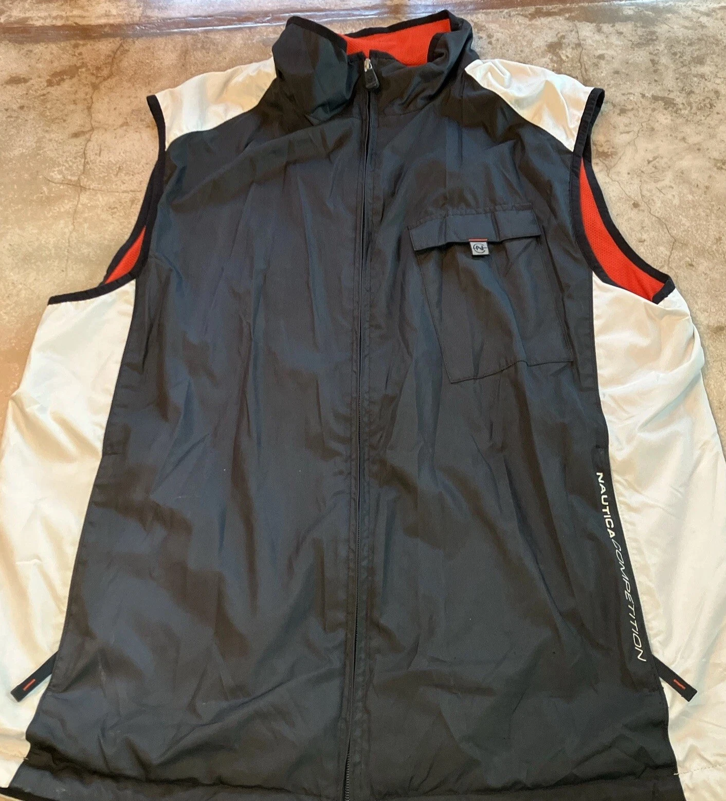 Nautica Competition Vest Mens 2XL Navy Full Zip Casual Zip Pockets Outdoors Logo