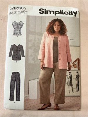 Simplicity Sewing Pattern S9269 Women's Jacket Knit Top Pants Plus Size 26W-32W
