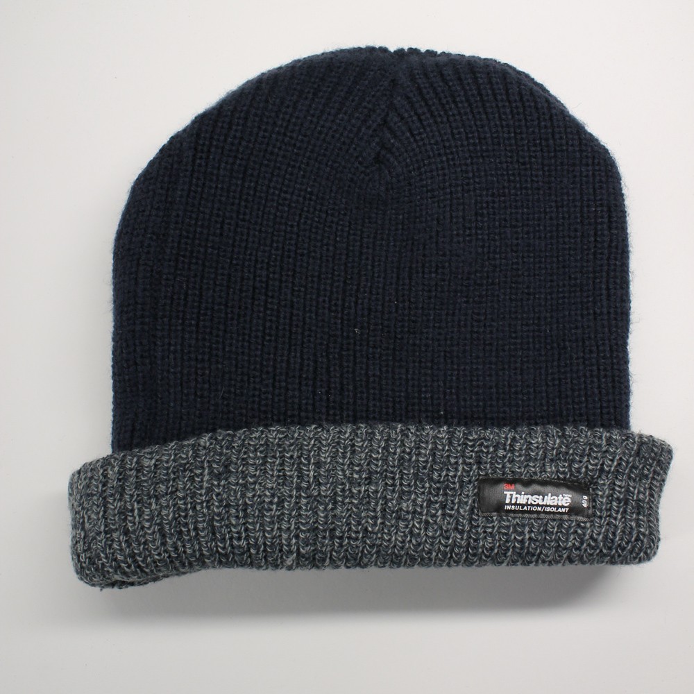 Solid blue with blue heathered cuff machine knit … - image 1