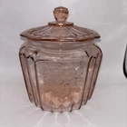 VINTAGE OPEN ROSE ANCHOR HOCKING PINK DEPRESSION BISCUIT JAR LID