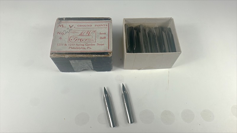 NOS M. V. No. 4 Swan Quill Dip Pen Nibs — 1 box