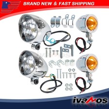 For Motorcycle Chrome Passing Driving Spot Fog Lamp Turn Signal Light