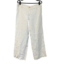 Banana Republic Womens White Straight Leg Beachy Linen Pants Size 34