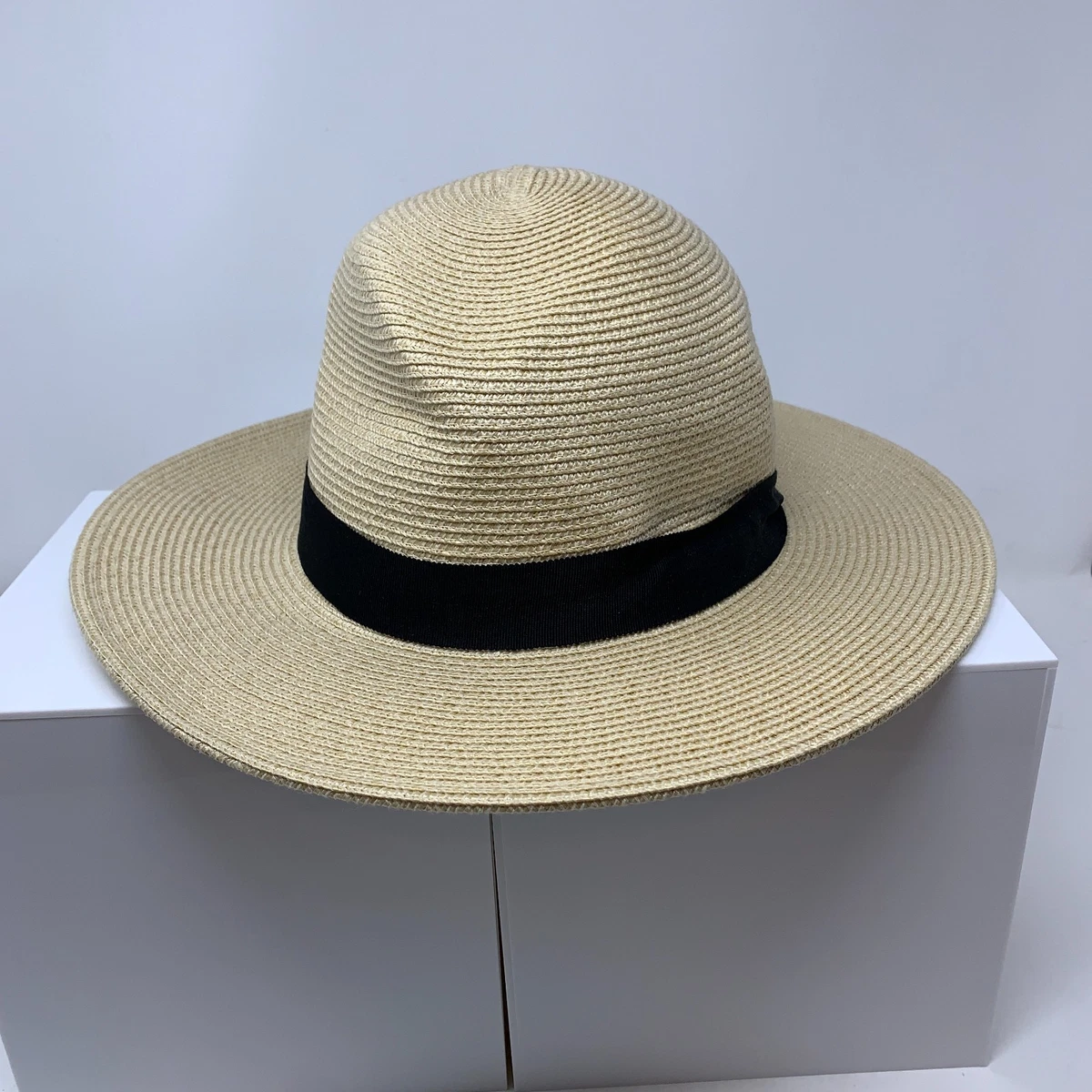 BANANA REPUBLIC Women’s Black Wool Wide Brim Floppy Hat With Chain Detail O/S cn61468616.jpg main image 2