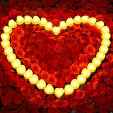 Rose Petals Set with 36 LED Tea Lights 3000pcs for Wedding Anniversary