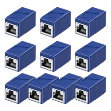10 PCS Blue RJ45 Coupler Ethernet Adapters Female To Female 8-Pin
