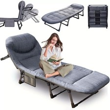 Single Foldable Folding Bed & Mattress Guest Bed Heavy Duty Portable Large Bed