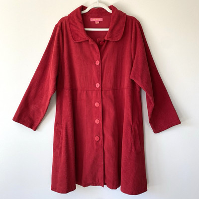April Cornell Farmer's Market Corduroy Jacket in Red Size L Cotton Fit & Flare