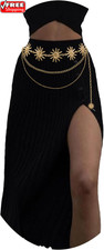 Waist Chain Belt Multilayer Gold Silver Sun Moon Chain Belt for Women Dress Body