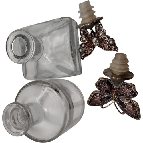 Hermosos frascos de botellas de vidrio transparente esmaltados mariposa metal tapones de corcho juego 2 - Imagen 10 de 14