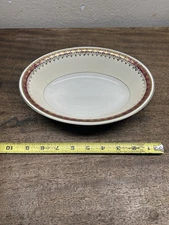 Homer Laughlin Monarch Oval Serving Bowl ~ Eggshell Georgian Maroon/Gold ~ 9.25”