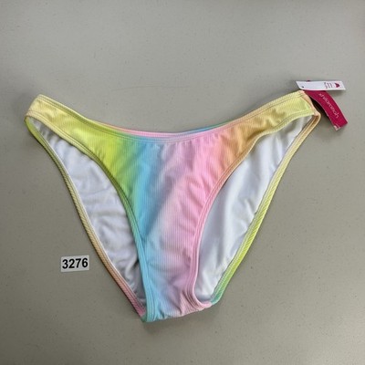 Xhilaration Bikini Bottom XL High Leg Scoop Waist Yellow Pink Blue New