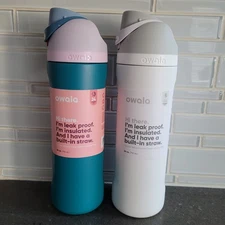 Owala FreeSip 24-oz. Stainless Steel Water Bottle Combo 1 Teal & 1 White NEW!