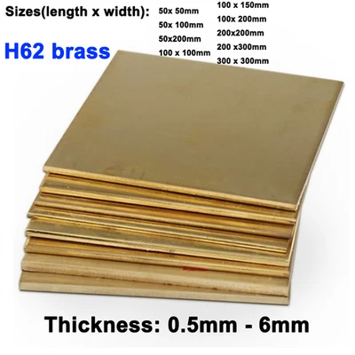 0,5mm-6,0mm Messing Vierkant/Platte/Blech H62 Messing Blech Guillotine Schliff - Bild 1 von 3