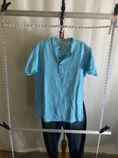 Isha Raiment Indian Blue batik Shirt Medium M 