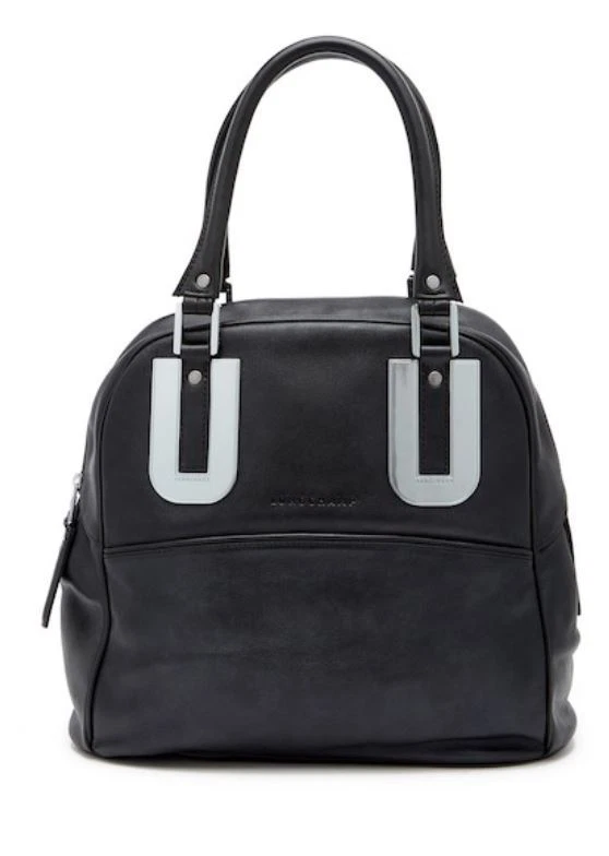 LONGCHAMP NEW COSMOS X LARGE LEATHER SHOPPER SATCHEL BLACK SILVER