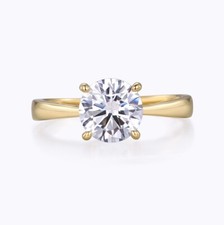 Ladies 9 Carat Gold Sterling 925 Silver 2 Carat  White Sapphbire Solitaire Ring
