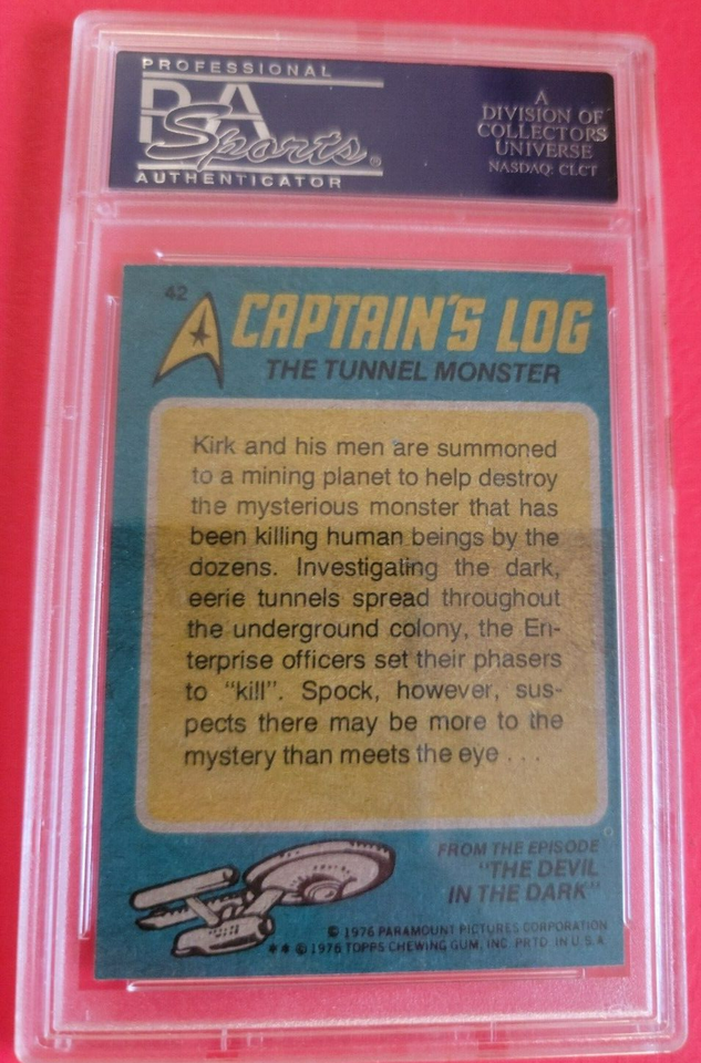 76 STAR TREK HUNTING TUNNEL MONSTER CAPTAIN KIRK SPOCK CARD GRADED PSA ...
