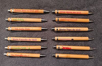 Bambus Holz Kugelschreiber Kuli Druck personalisiert Text Logo Name Motiv gravur