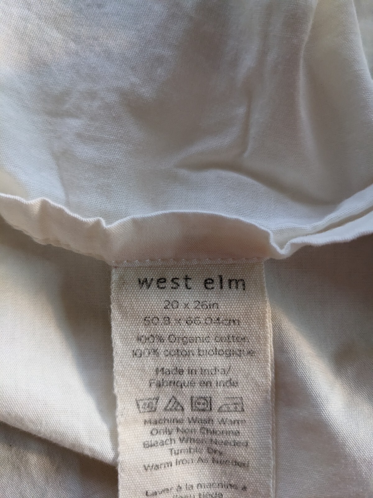 West Elm Organic Cotton Pottery Barn (2) 20x26 Textured Pillow Cases